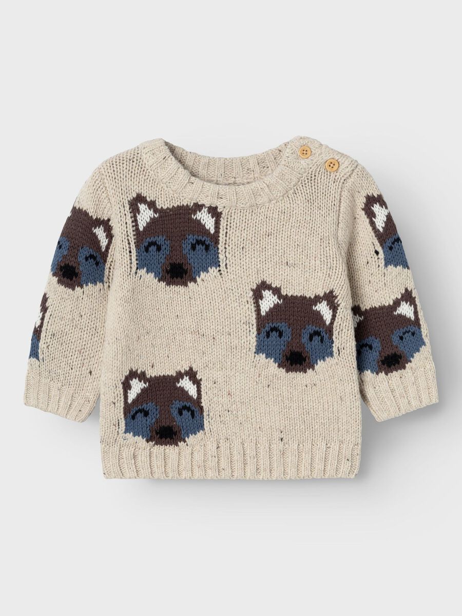 LANGE MOUWEN GEBREIDE TRUI