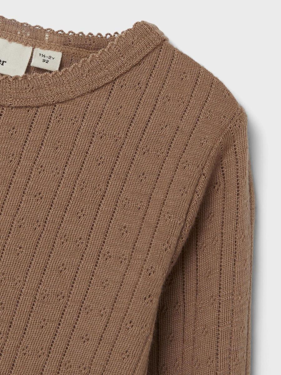 MERINOWOL TOP MET LANGE MOUWEN