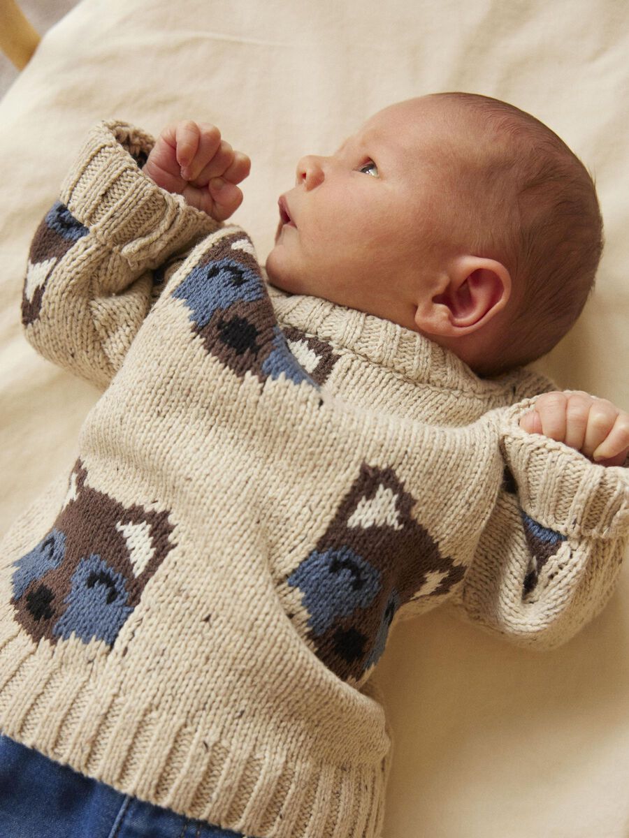 LANGE MOUWEN GEBREIDE TRUI