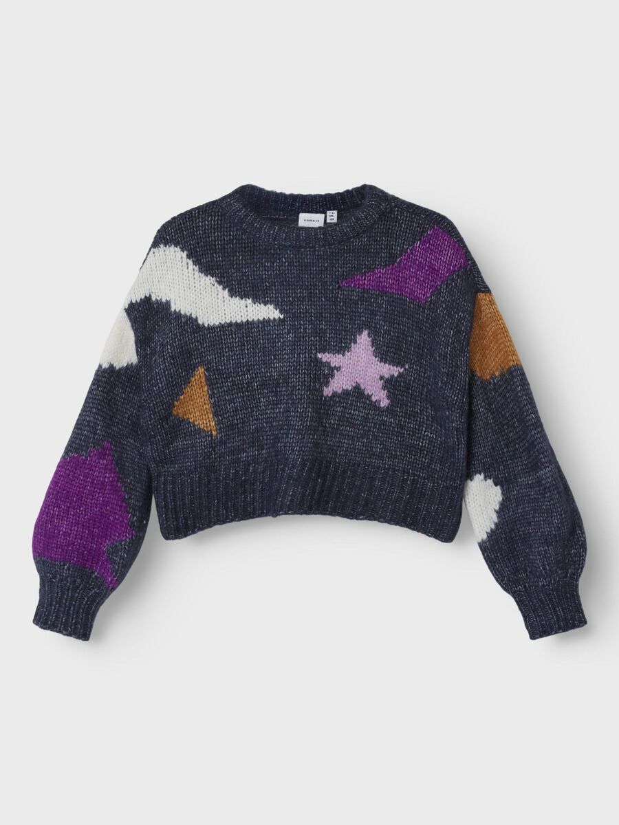 LANGE MOUWEN GEBREIDE TRUI