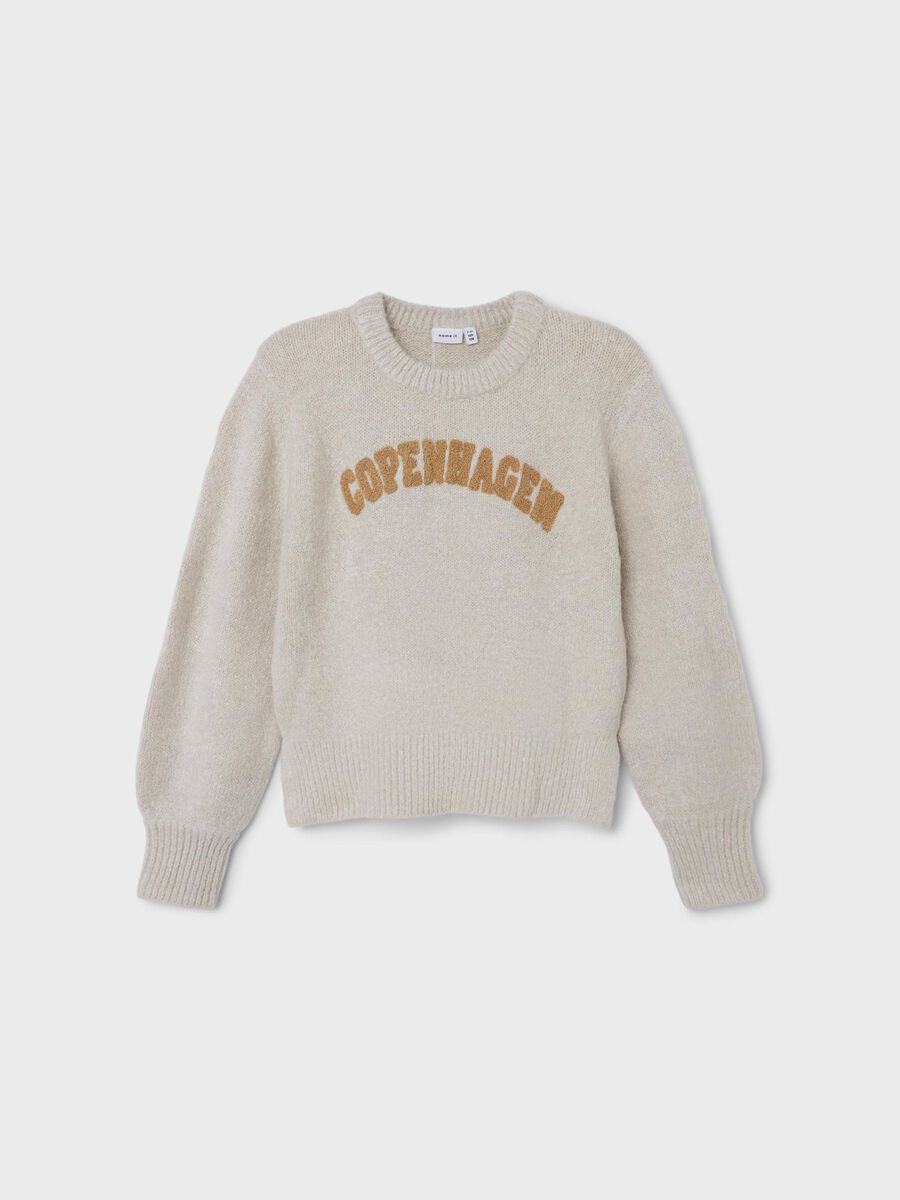 LANGE MOUWEN GEBREIDE TRUI