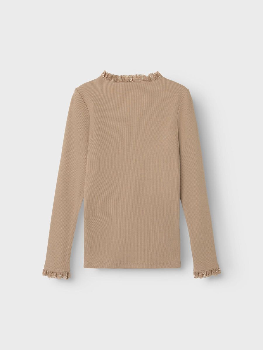 SLIM FIT TOP MET LANGE MOUWEN