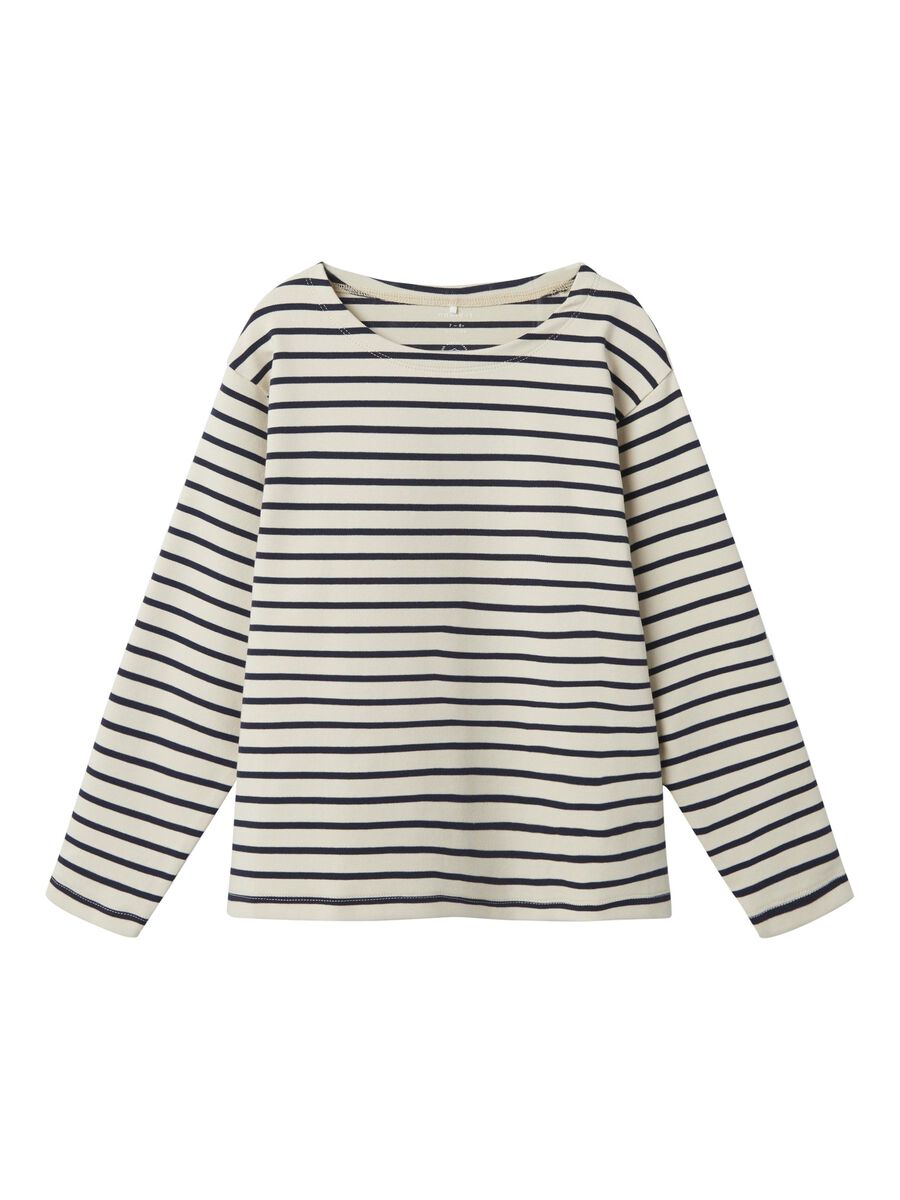 GESTREEPT TOP MET LANGE MOUWEN