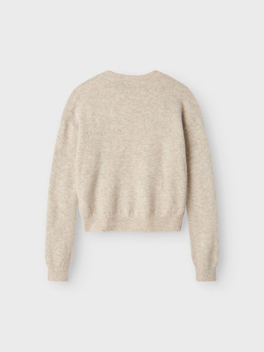 LANGE MOUWEN GEBREIDE TRUI