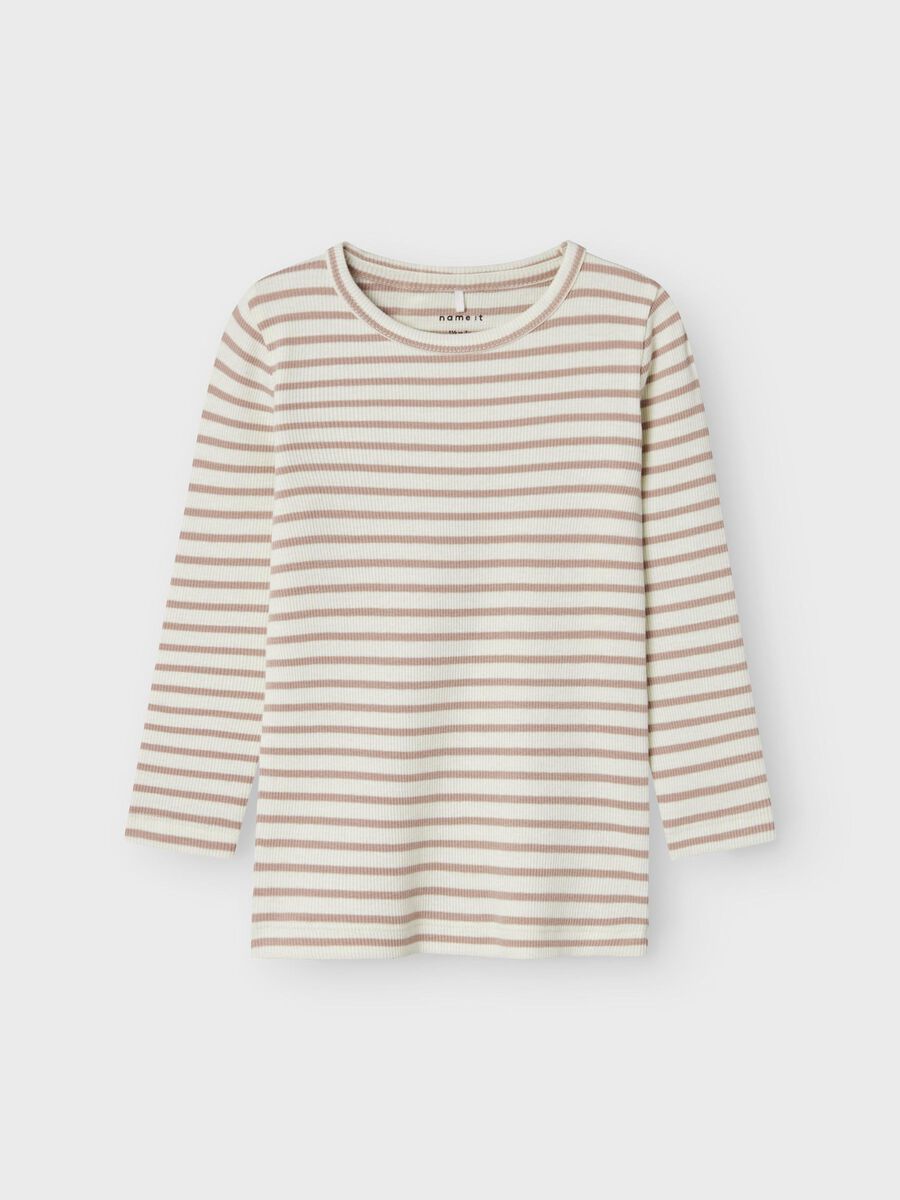 GESTREEPT TOP MET LANGE MOUWEN