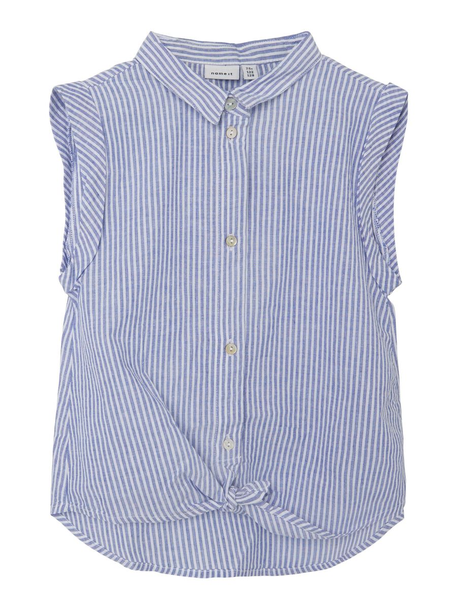 GESTREEPTE MOUWLOOS HEMD