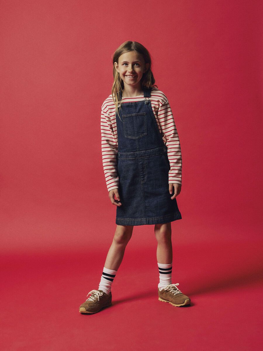 GESTREEPT TOP MET LANGE MOUWEN