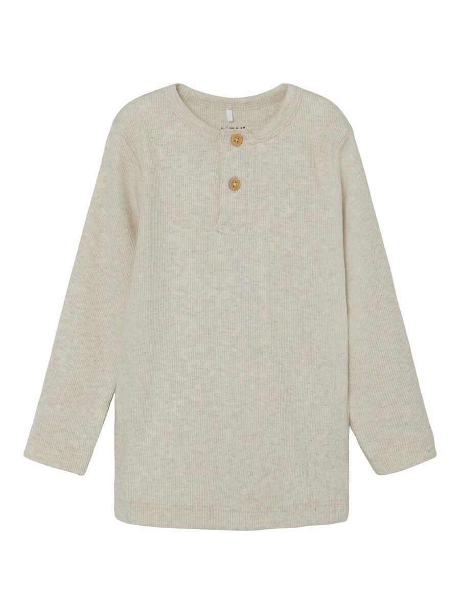 GERIBDE KNOOP TOP MET LANGE MOUWEN