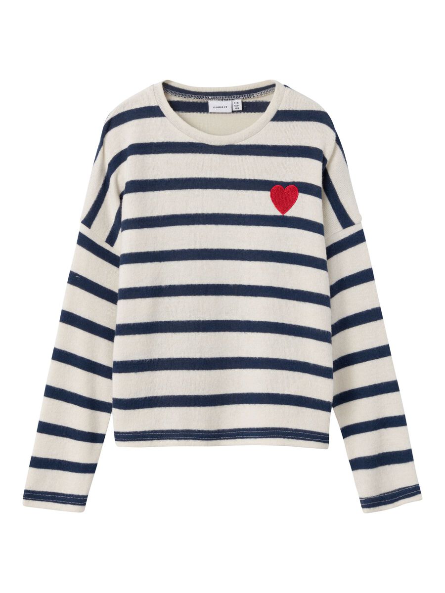 GESTREEPT TOP MET LANGE MOUWEN