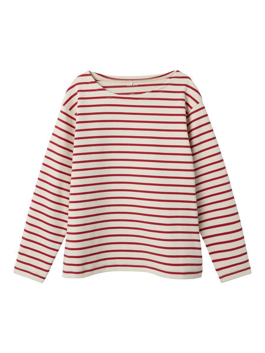 GESTREEPT TOP MET LANGE MOUWEN