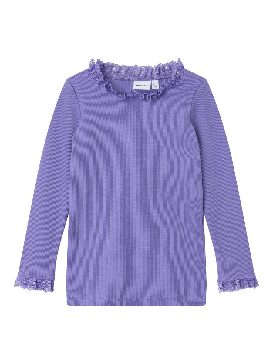 RIBGEBREID TOP MET LANGE MOUWEN