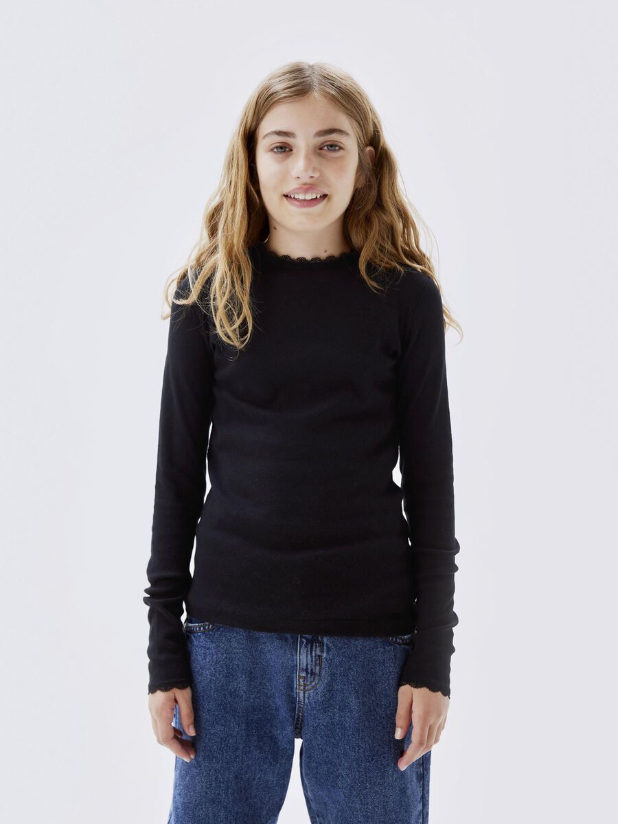 SLIM FIT TOP MET LANGE MOUWEN