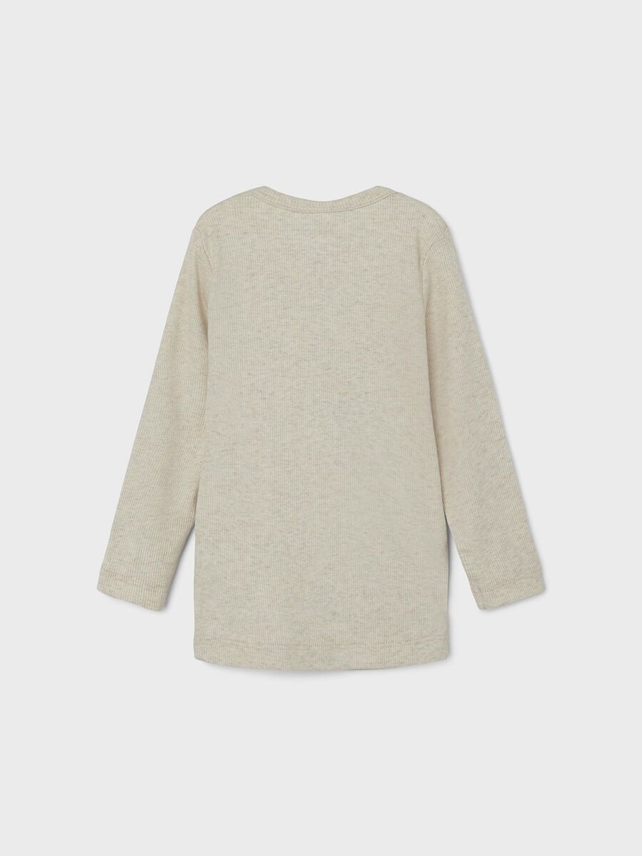 GERIBDE KNOOP TOP MET LANGE MOUWEN