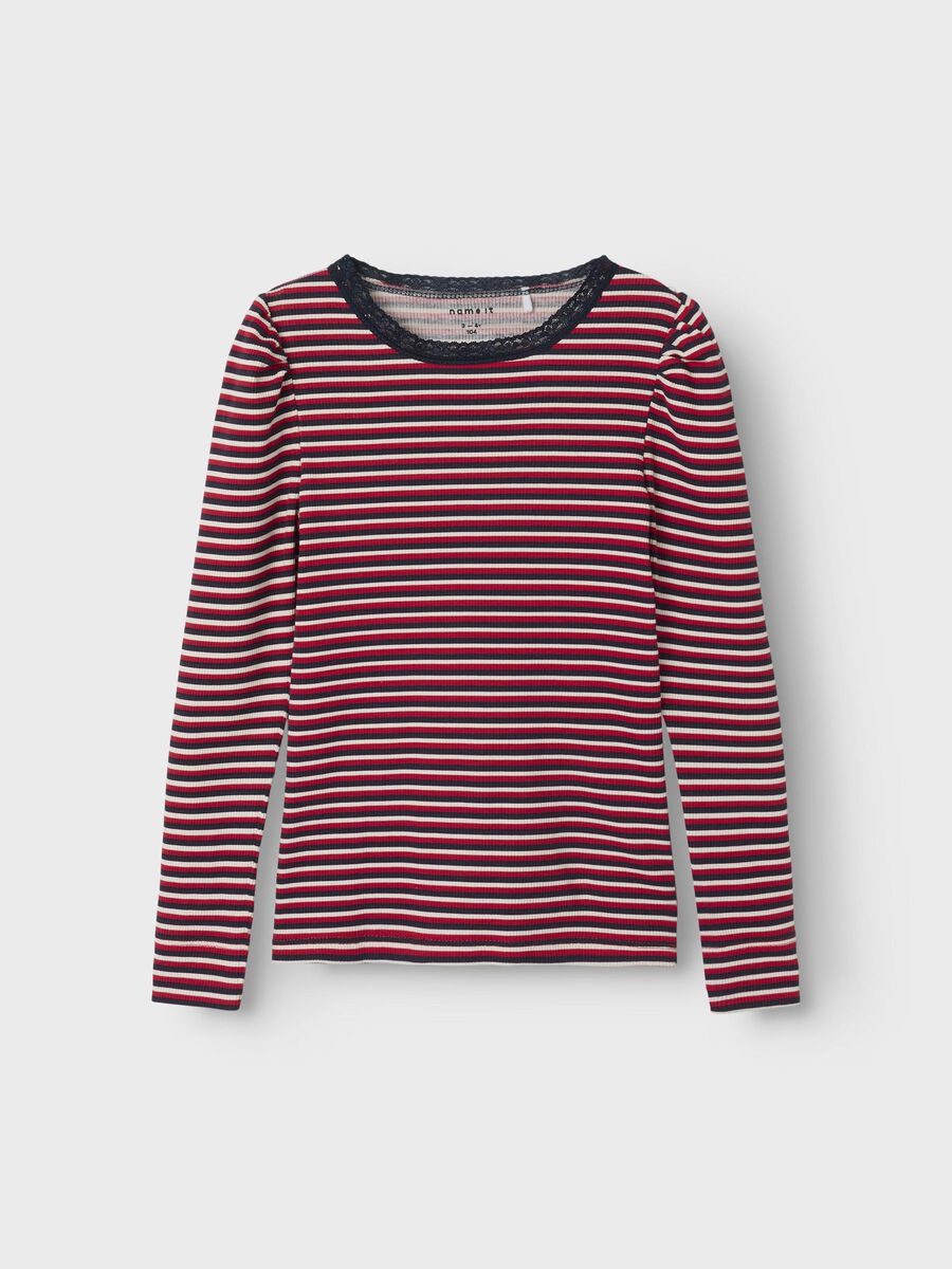 SLIM FIT TOP MET LANGE MOUWEN