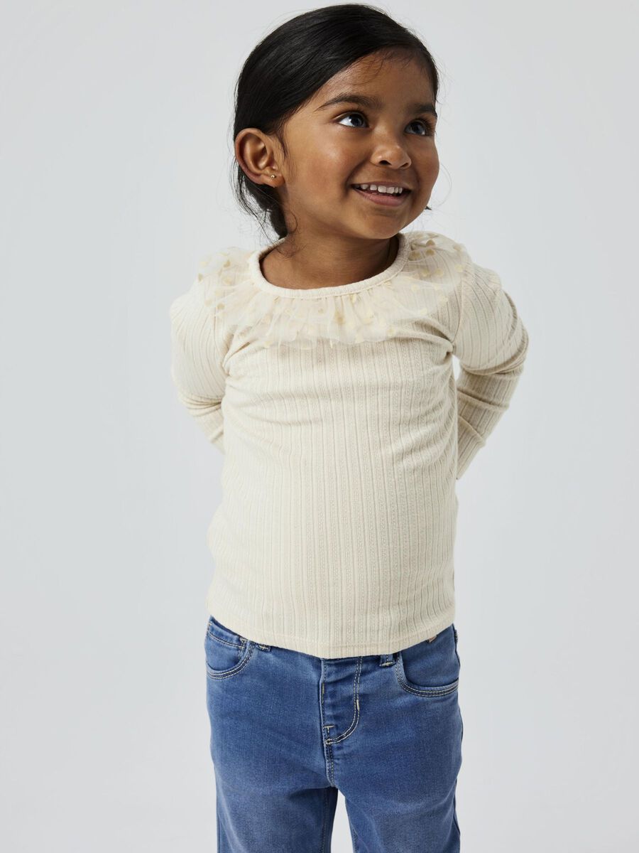 SLIM FIT TOP MET LANGE MOUWEN