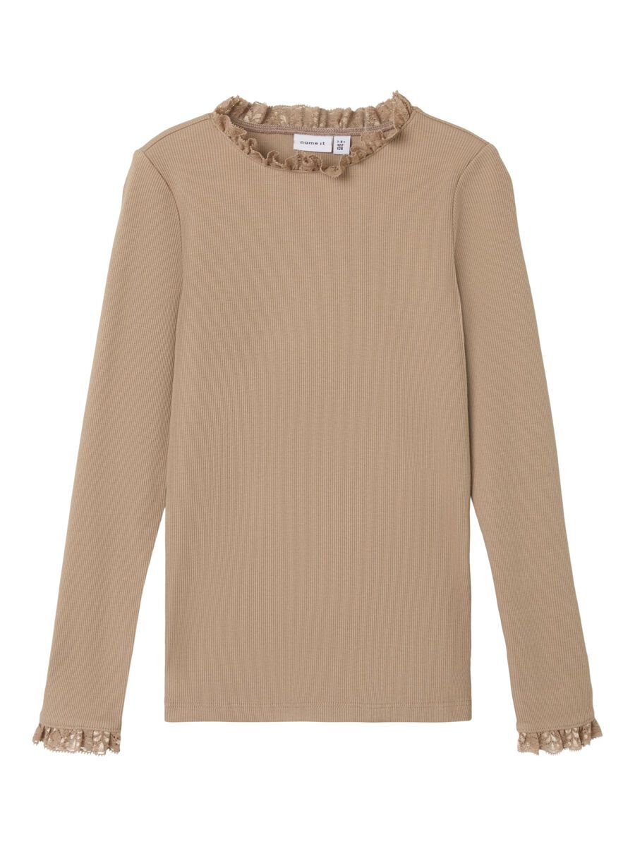 SLIM FIT TOP MET LANGE MOUWEN