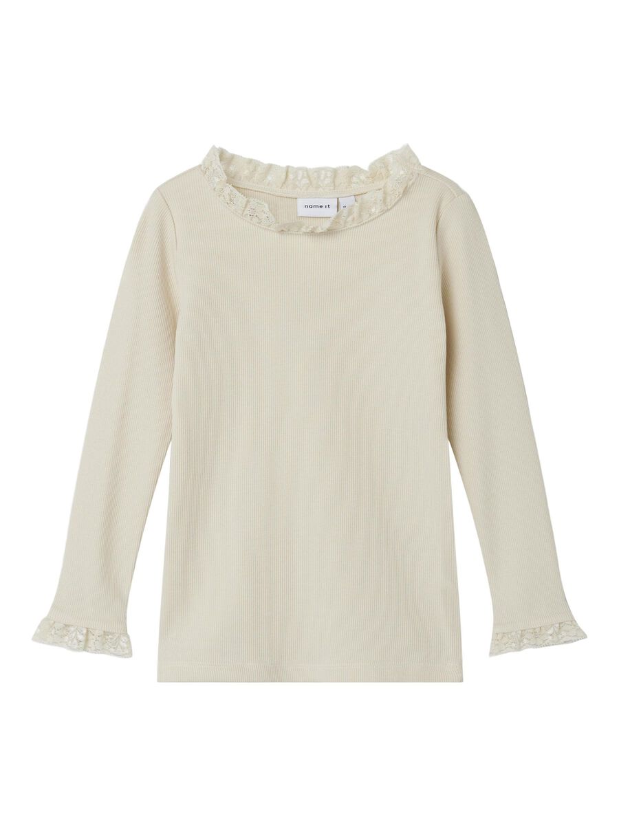 RIBGEBREID TOP MET LANGE MOUWEN