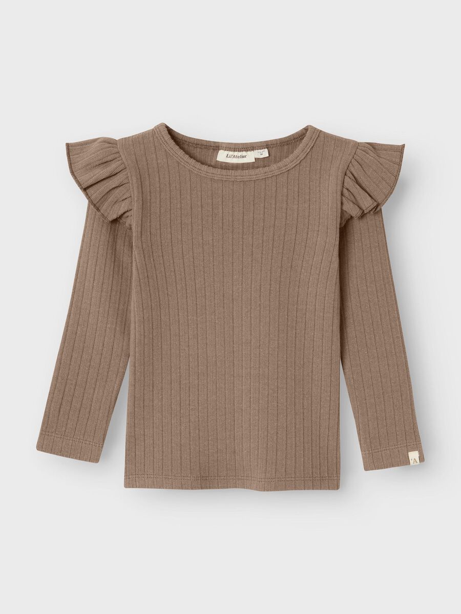 SLIM FIT TOP MET LANGE MOUWEN