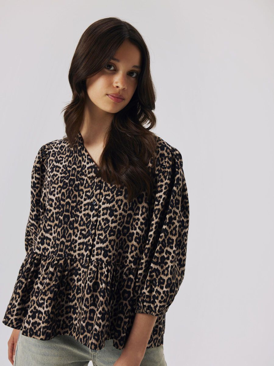 PANTERPRINT TOP MET LANGE MOUWEN