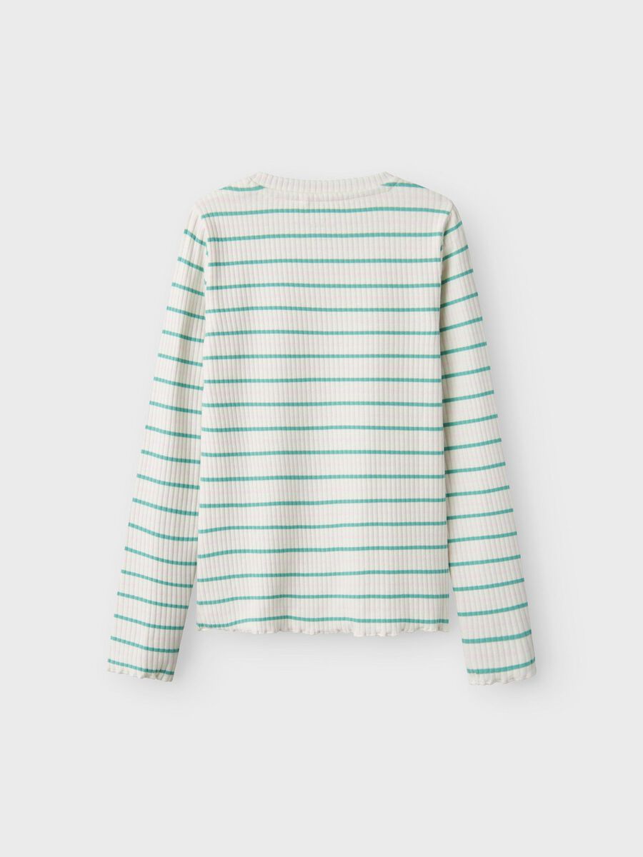 GESTREEPT TOP MET LANGE MOUWEN