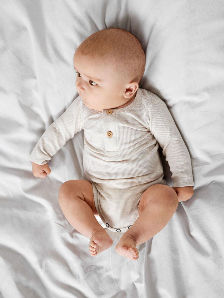 LANGE MOUWEN RIB ROMPER