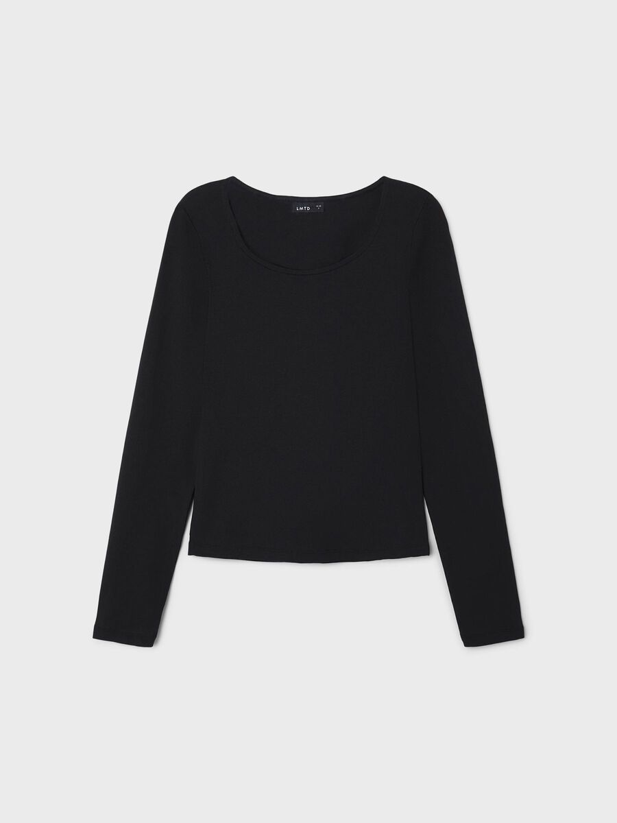 DIEPE RONDE HALS TOP MET LANGE MOUWEN