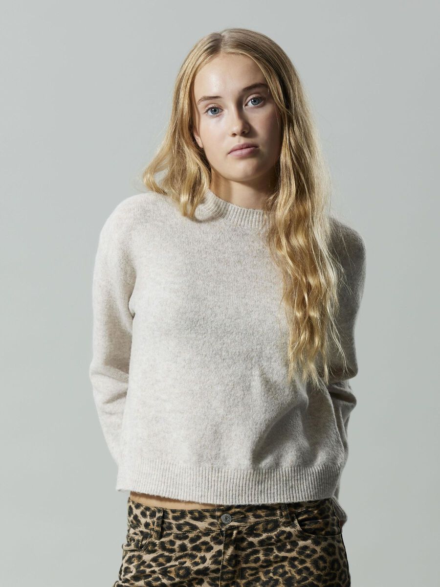 LANGE MOUWEN GEBREIDE TRUI