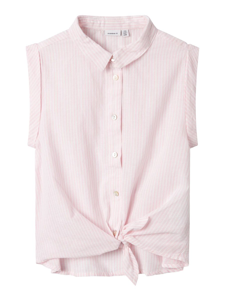 GESTREEPTE MOUWLOOS HEMD