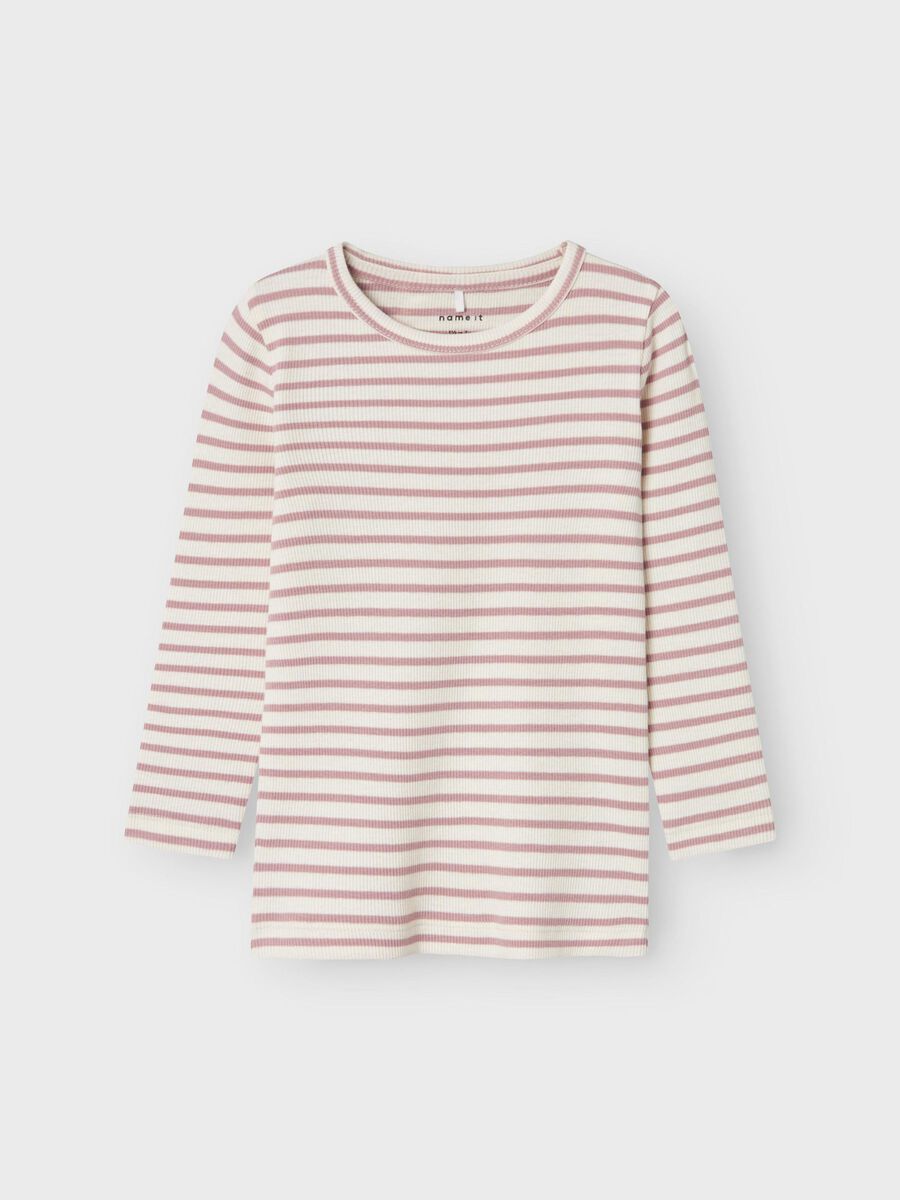 GESTREEPT TOP MET LANGE MOUWEN
