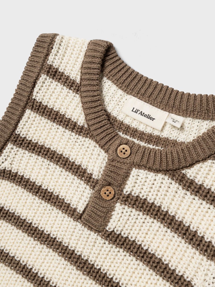 GESTREEPT GEBREID GILET