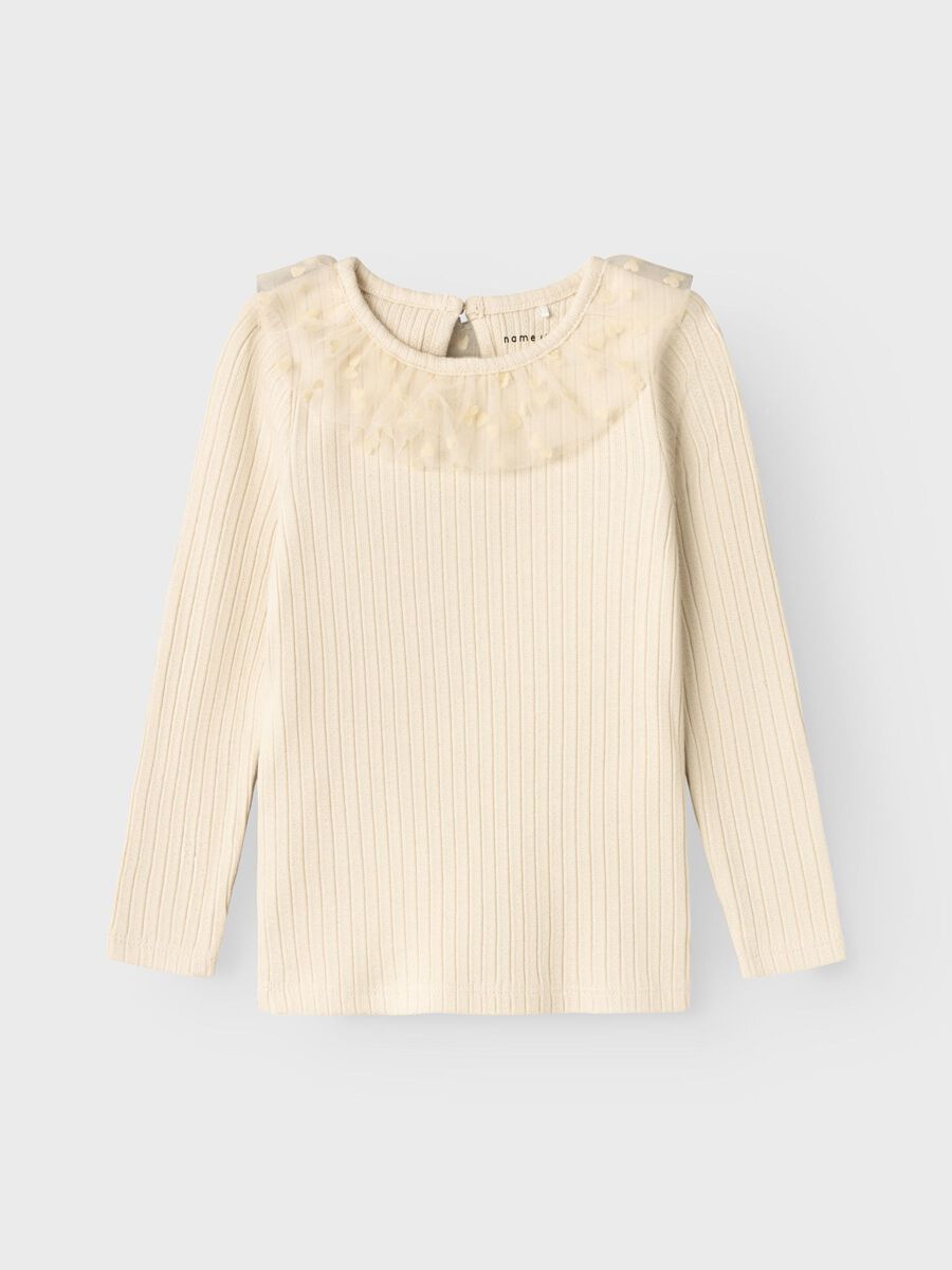 SLIM FIT TOP MET LANGE MOUWEN