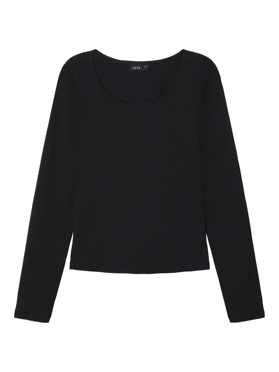 DIEPE RONDE HALS TOP MET LANGE MOUWEN