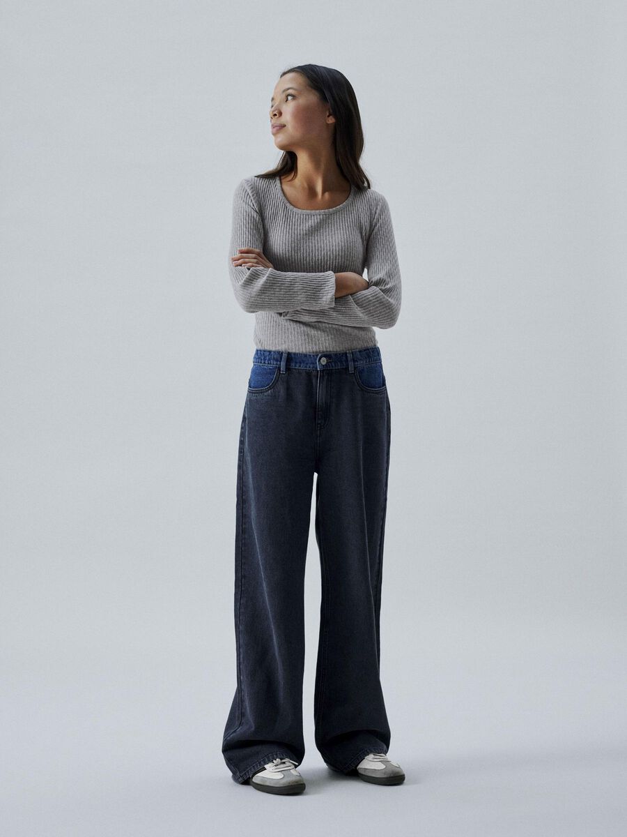 SLIM FIT TOP MET LANGE MOUWEN