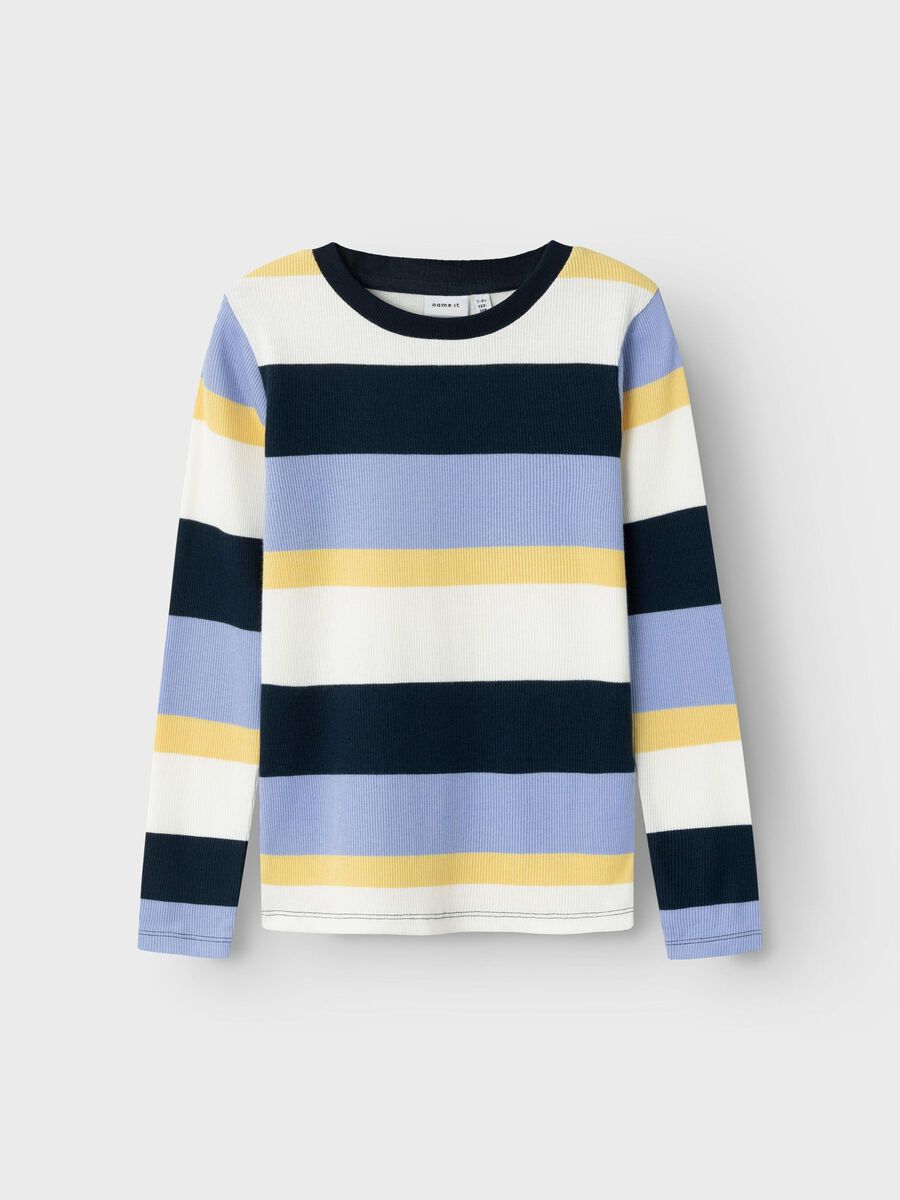 GESTREEPT TOP MET LANGE MOUWEN