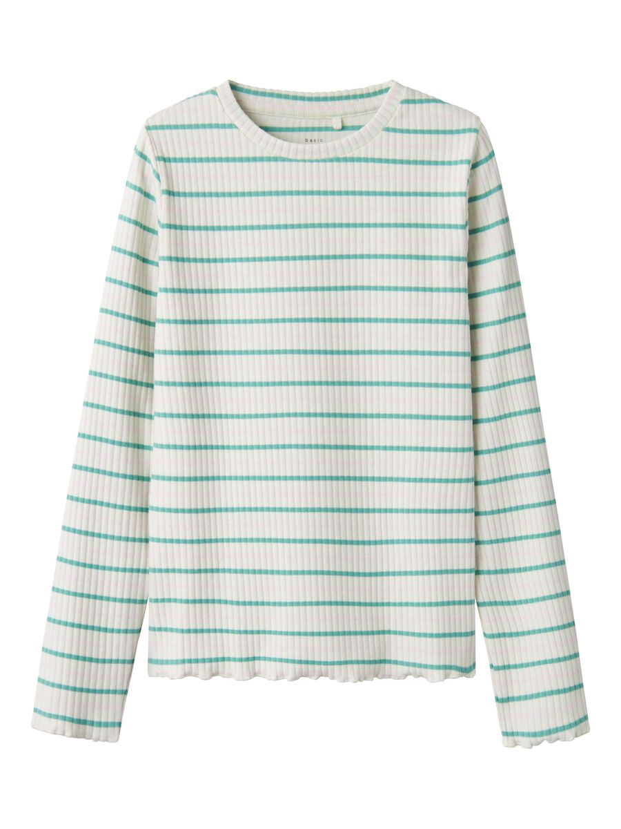 GESTREEPT TOP MET LANGE MOUWEN