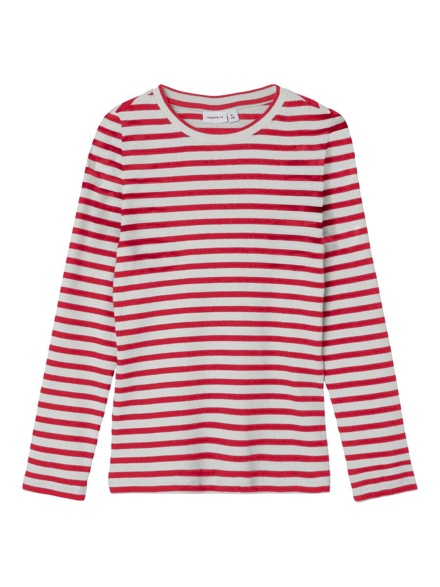 GESTREEPT TOP MET LANGE MOUWEN