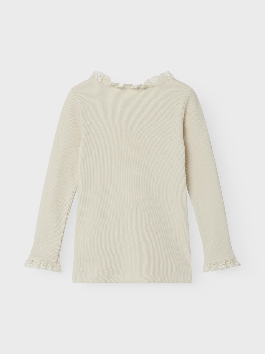 RIBGEBREID TOP MET LANGE MOUWEN