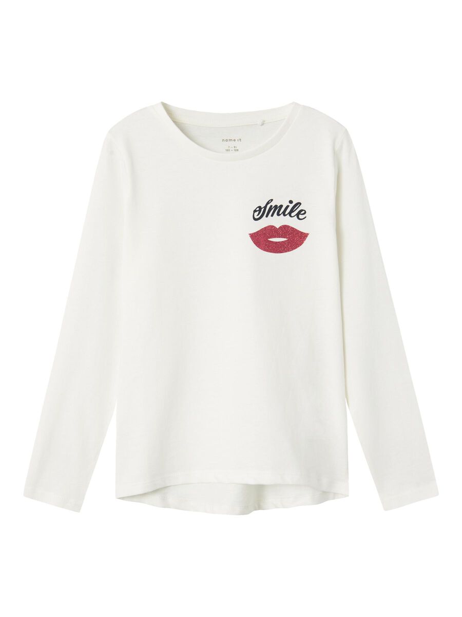 GLITTER PRINT TOP MET LANGE MOUWEN