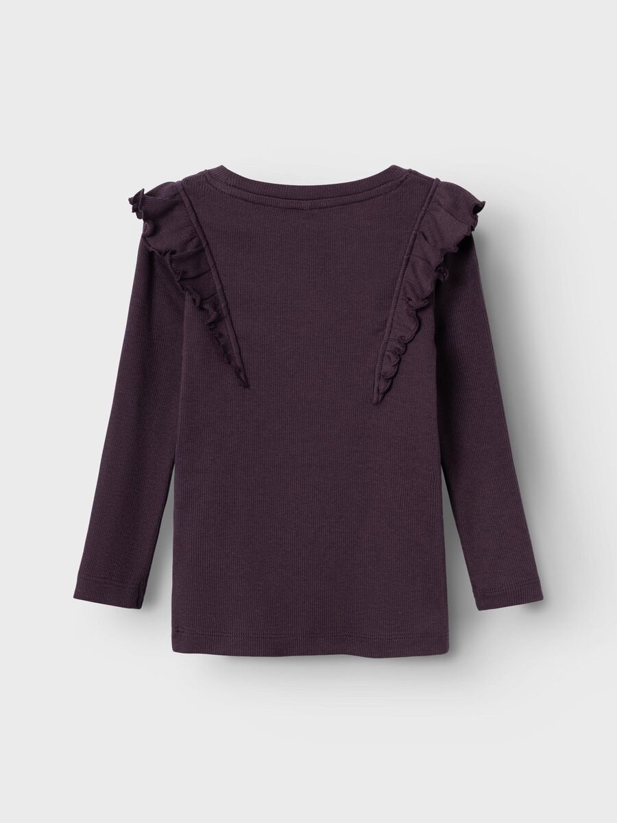 RIBGEBREID TOP MET LANGE MOUWEN