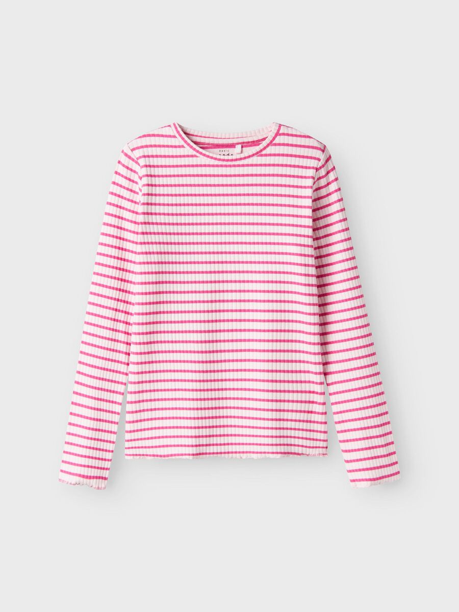 GESTREEPT TOP MET LANGE MOUWEN