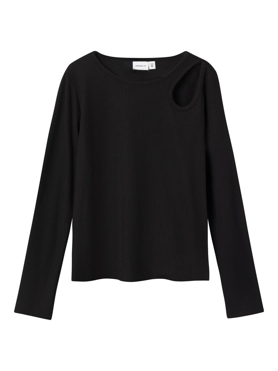 CUT-OUT TOP MET LANGE MOUWEN