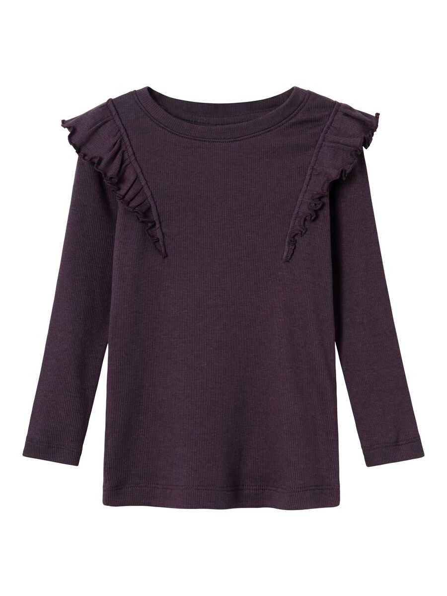 RIBGEBREID TOP MET LANGE MOUWEN