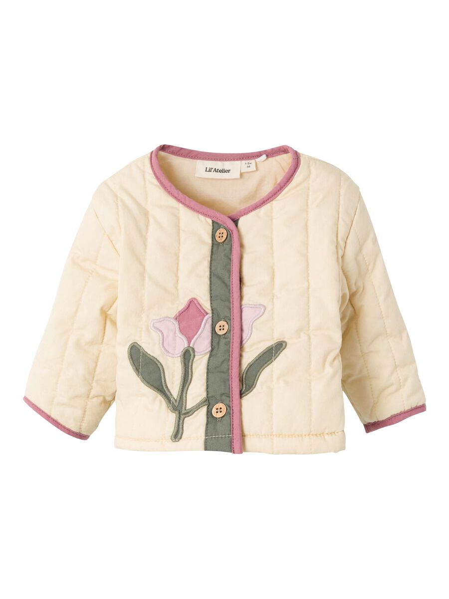 GEBORDUURD GEWATTEERDE JAS