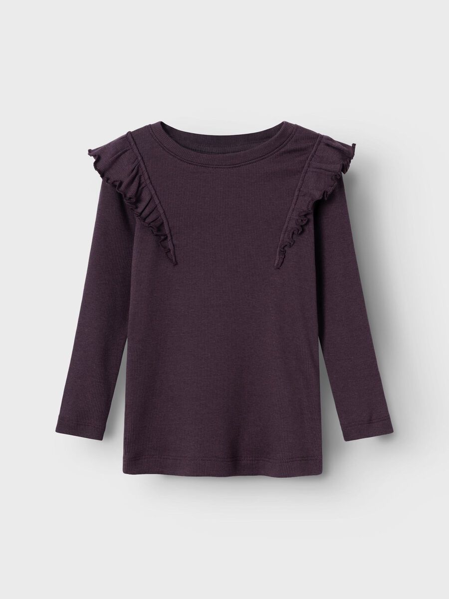 RIBGEBREID TOP MET LANGE MOUWEN