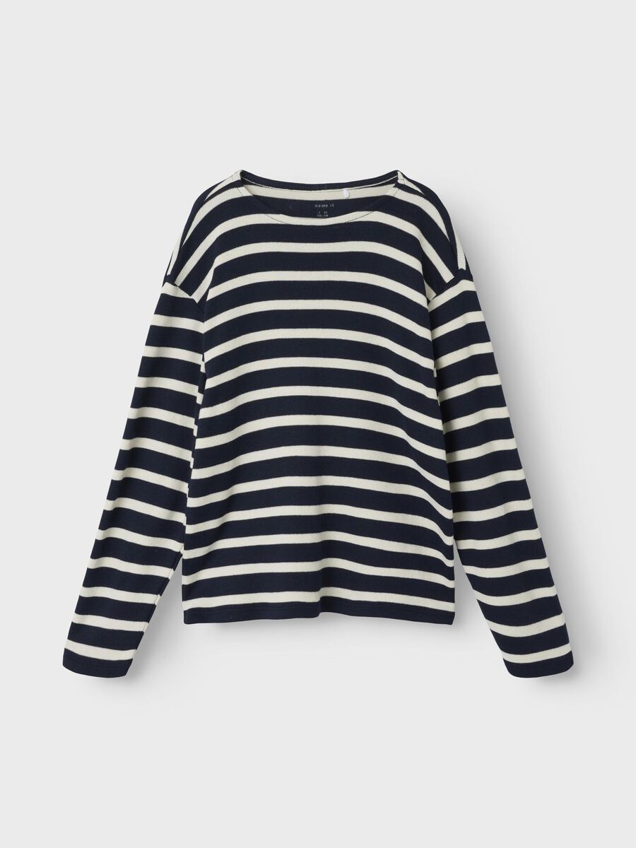 GESTREEPT TOP MET LANGE MOUWEN