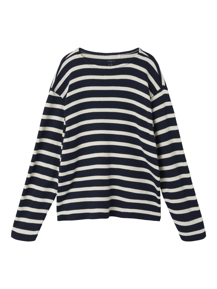 GESTREEPT TOP MET LANGE MOUWEN