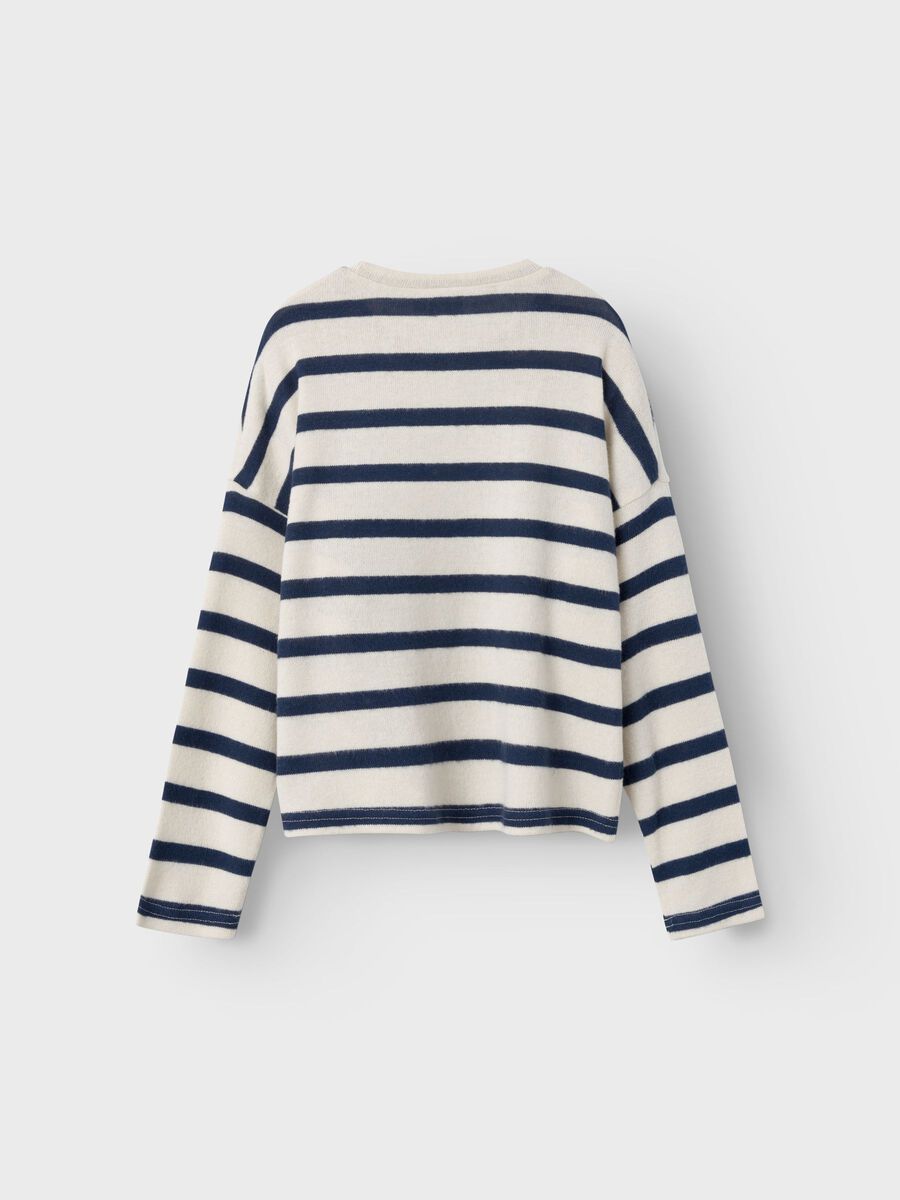 GESTREEPT TOP MET LANGE MOUWEN