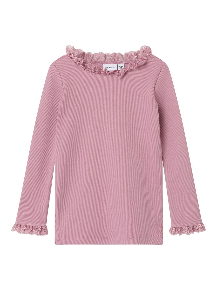 RIBGEBREID TOP MET LANGE MOUWEN