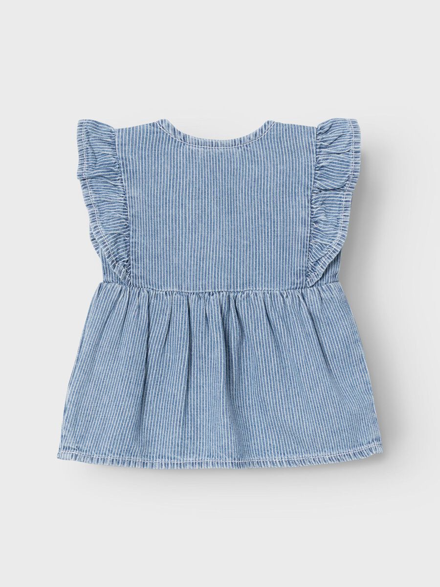 GESTREEPT DENIM TOP