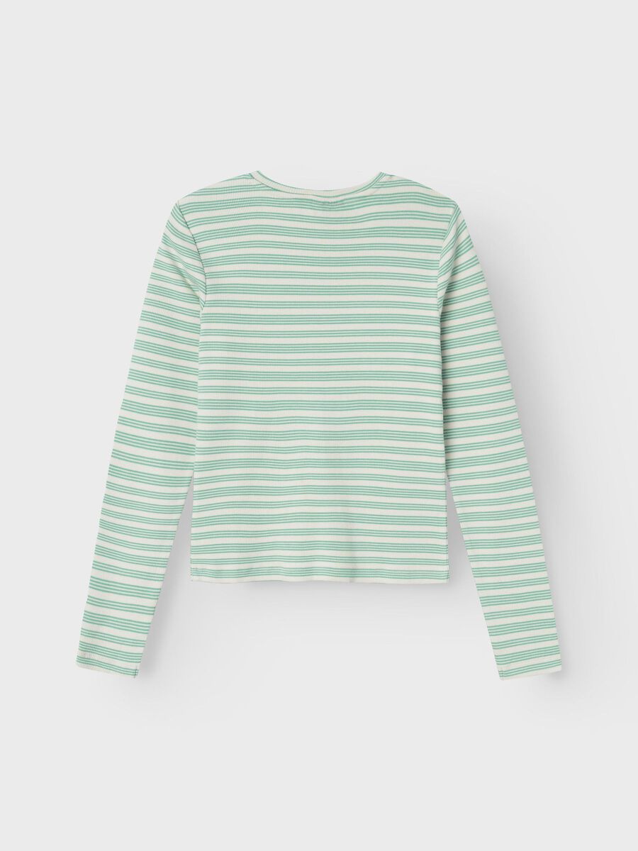 GESTREEPT TOP MET LANGE MOUWEN
